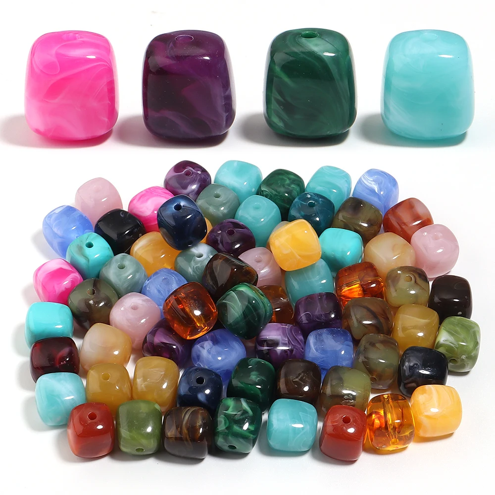 10 Stück/Lot 16x17mm quadratische Acrylperlen in zwei Farben, bunte lose Perlen für die Schmuckherstellung, DIY-Halskette, Armband, Zubehör – Detail 3