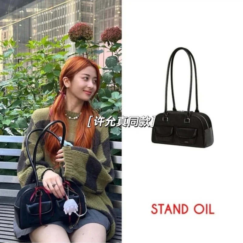 Bolso de estilo coreano Xu Yunzhen Sane para mujer, bolsa de bolos Standoil, bolso de mano Boston, bolso de axilas, bolso de hombro elegante, nuevo, 2024