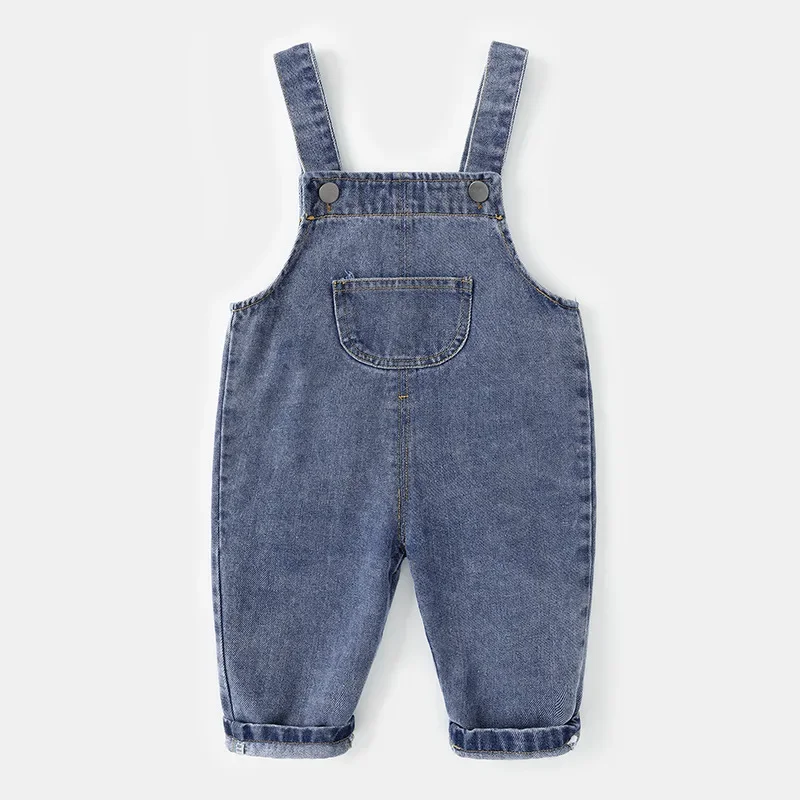 2024 New Children Clothing Infant Baby Boys Girls Jeans Jumpsuits Solid Denim Pants Toddler Kids Overalls Outfits