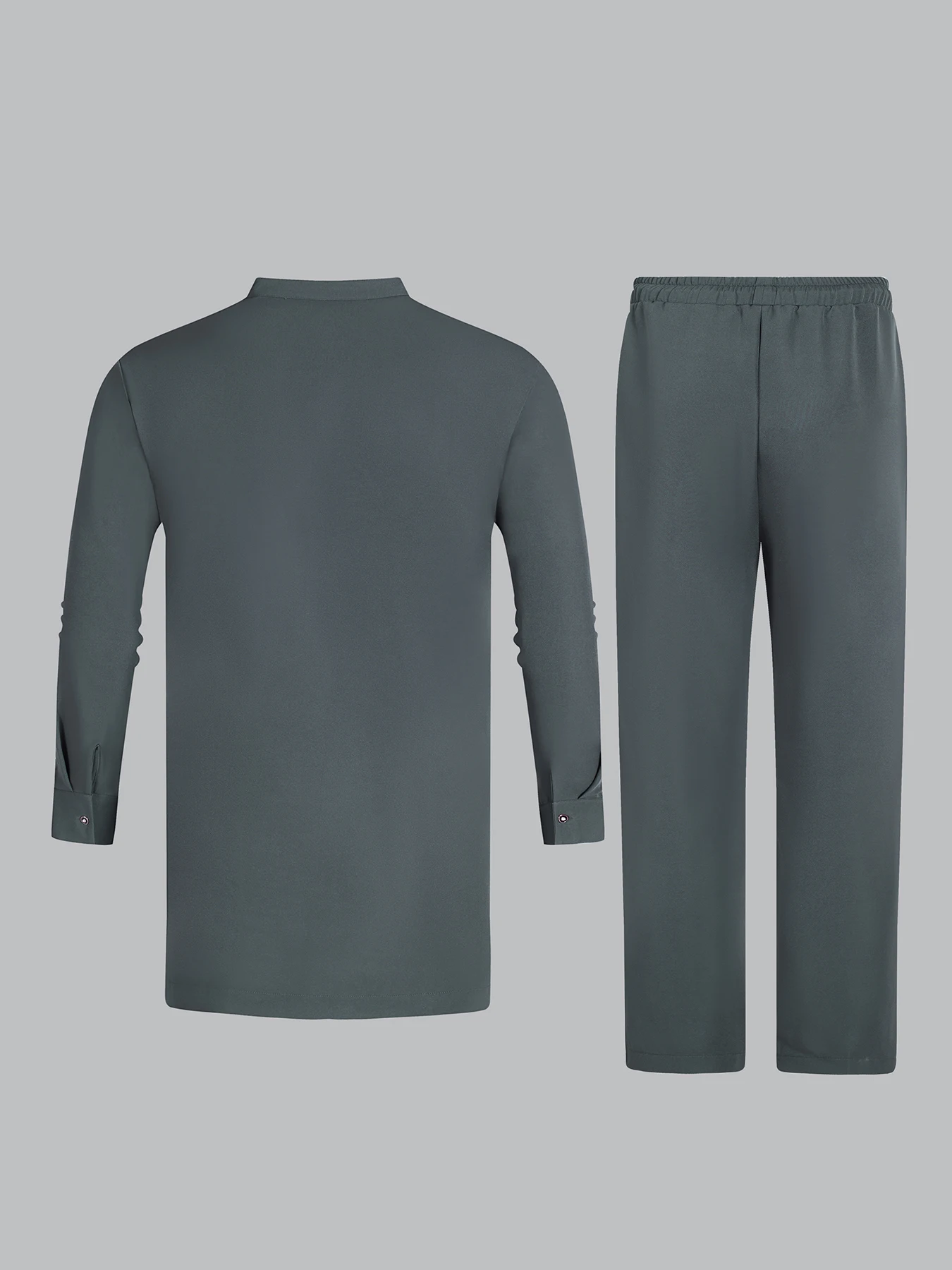 African Band Collar Button Blue Embroidered Men's Set