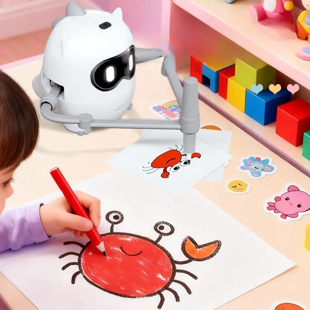 Robot de dibujo educativo interactivo, Robot de dibujo mejorado para niños, rompecabezas, juguete de educación temprana, Robot inteligente para niños
