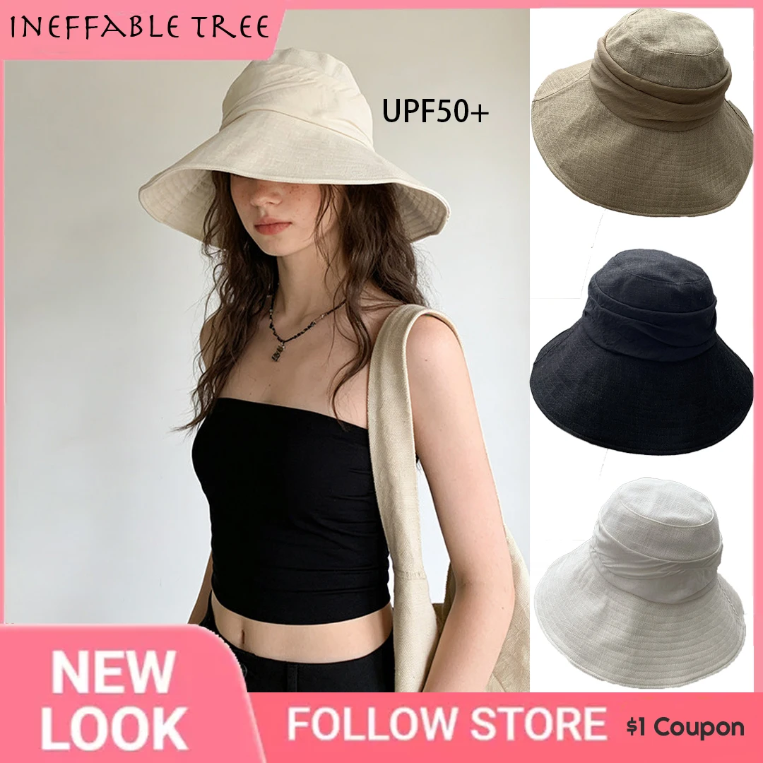 

12CM Brim Sun Foldable Travel Packable Summer Bucket Hats for Women Japanese UV UPF 50+ Sunscreen Beach Fisherman Caps Bonnet