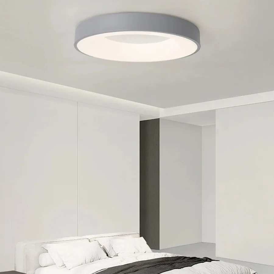 Luz LED de techo Circular para dormitorio, lámpara Circular de Macaron nórdico regulable de 110V-260V, para pasillo, estudio, balcón, habitación de
