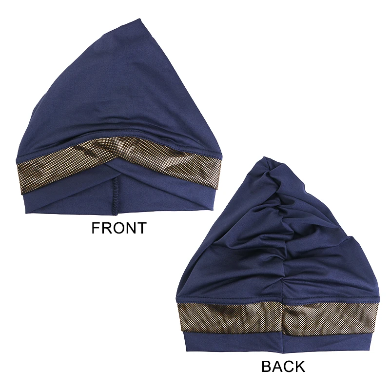 Women Turban Hat With wrinkles Soft Stretchy Hijab Cap Elastic Chemo Head Wrap Fashion Head Cover