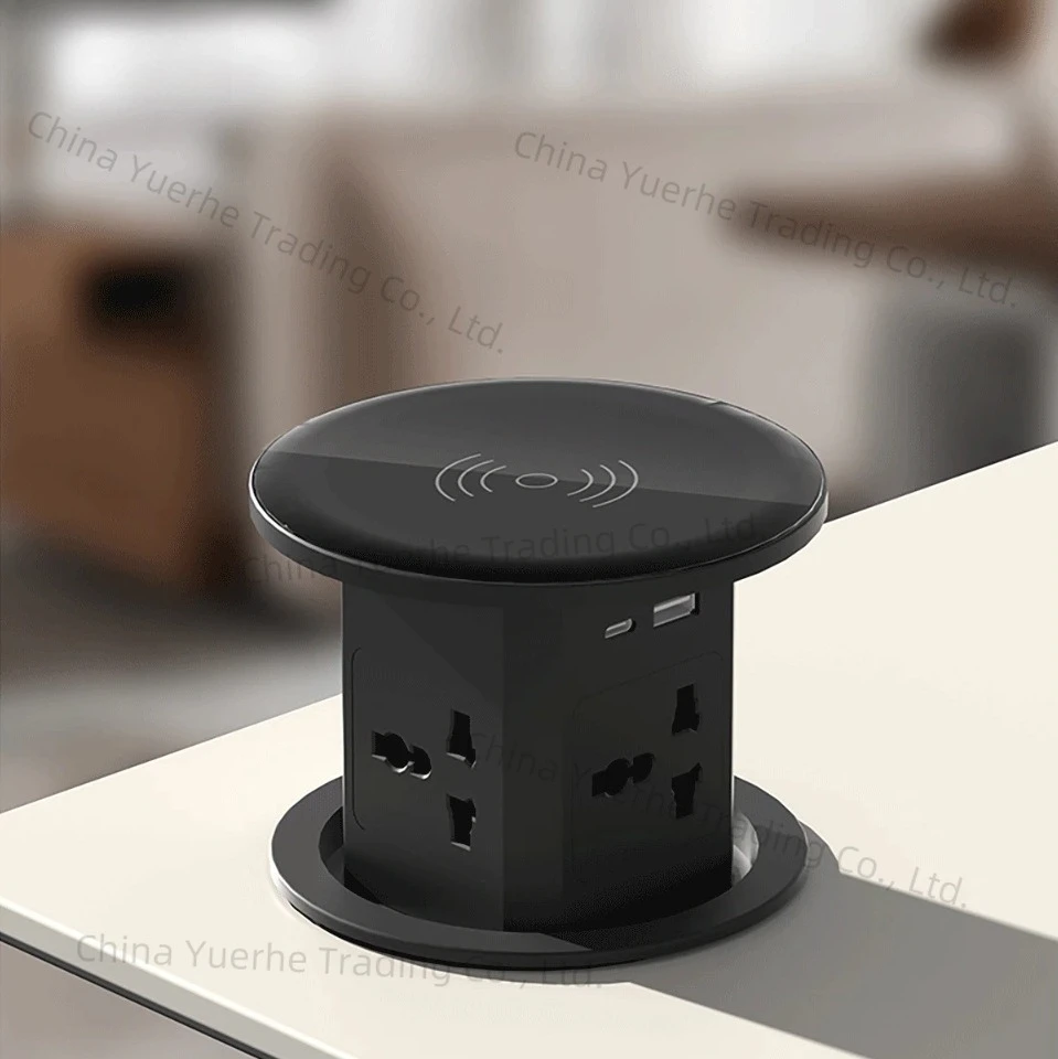 

Hydraulic pneumatic damping lifting embedded island desktop vertical multi-power socket