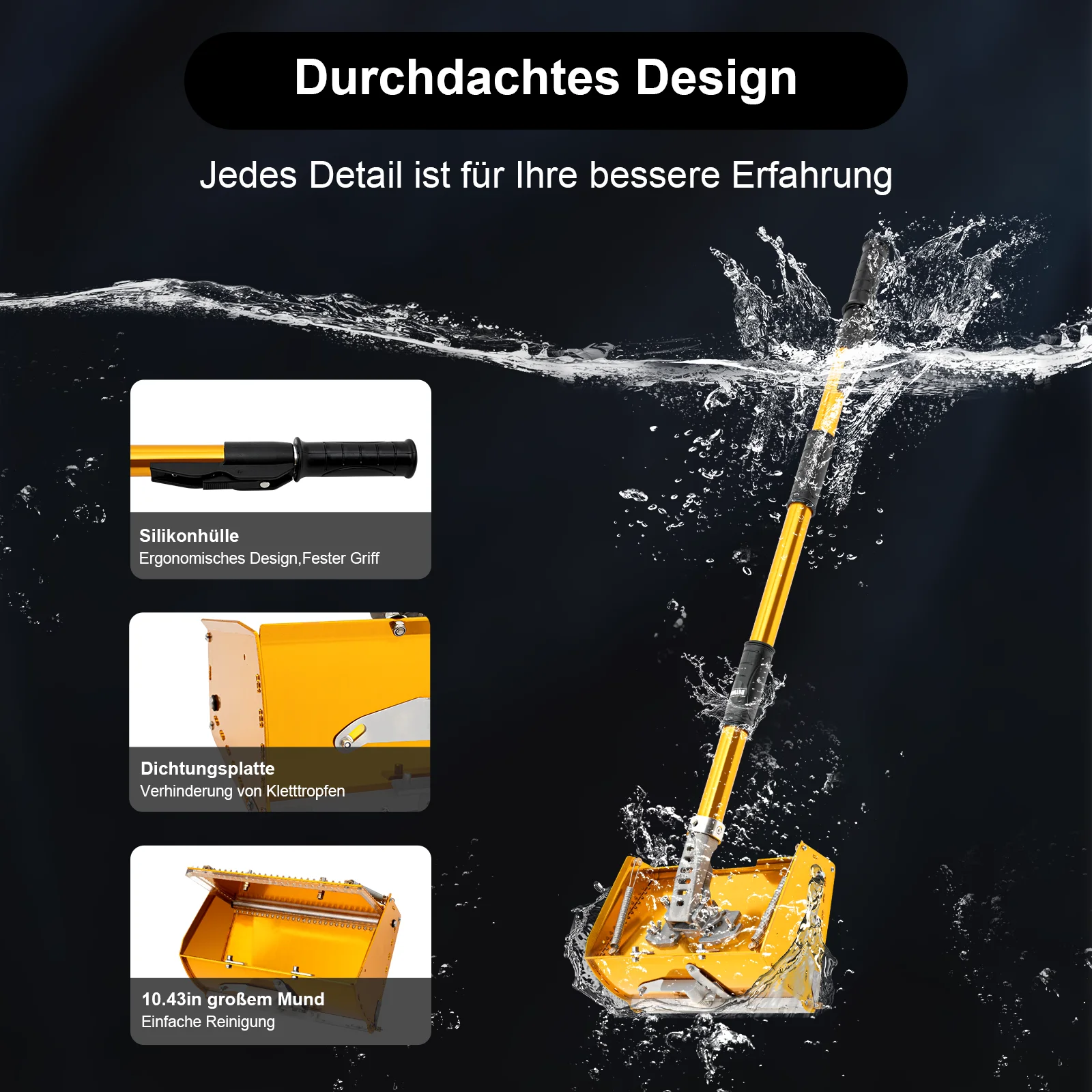 Professionelle Trockenbau-Glättkelle mit Gold-Flat-Griff aus Aluminium – Präzisionswerkzeug für saubere Trockenbauarbeiten – Detail 6