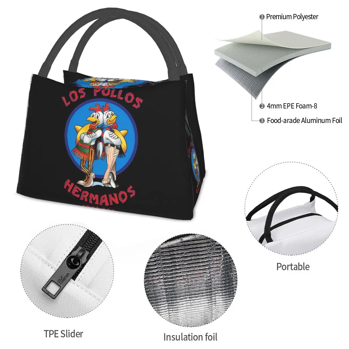 Los Pollos Hermanos Portable insulation bag for Cooler Food Office Pinic Container