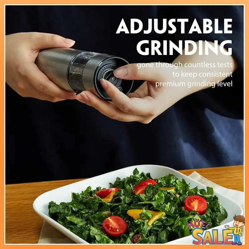 

1 PCS Electric Pepper Grinder Automatic Pepper Mill Grinder Battery Operated Salt Grinder Refillable Stainless Steel