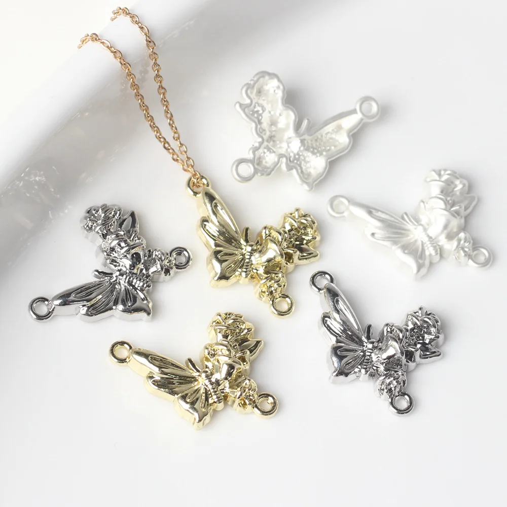 100pcs Diy Silvery Golden Color Jewelry Connectors Butterfly Pedants Necklace Bracelet Earrings Charms Handmade Jewelry Making
