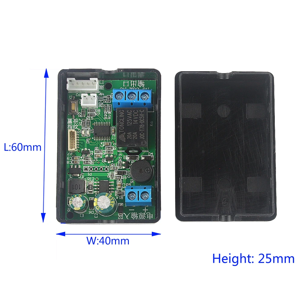 Módulo de control de relé de huellas dactilares, controlador de cerradura de puerta de DC10V-120V, control de acceso, placa de control de cerradura