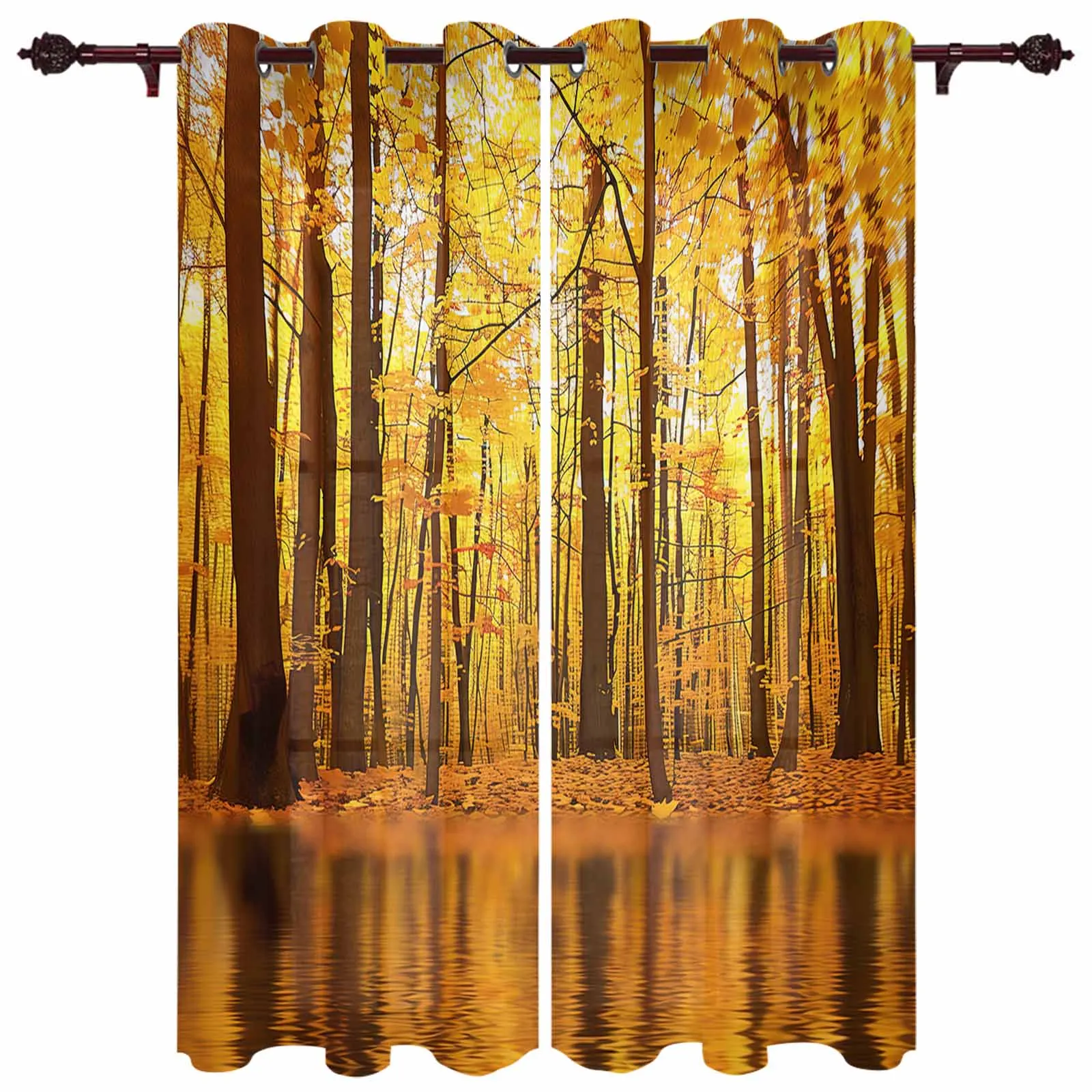 

Autumn Sunset Forest Curtains for Living Room Hotel Decor Window Treatment Luxury Drapes In Home Kitchen Bedroom