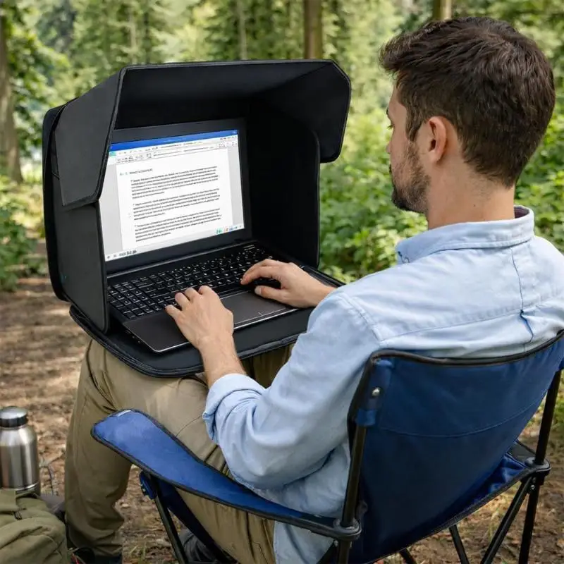 Foldable Laptop Sun Shade Privacy Cover Portable Anti Glare Screen Hood Outdoor Protector Storage Bag〔CCA12〕
