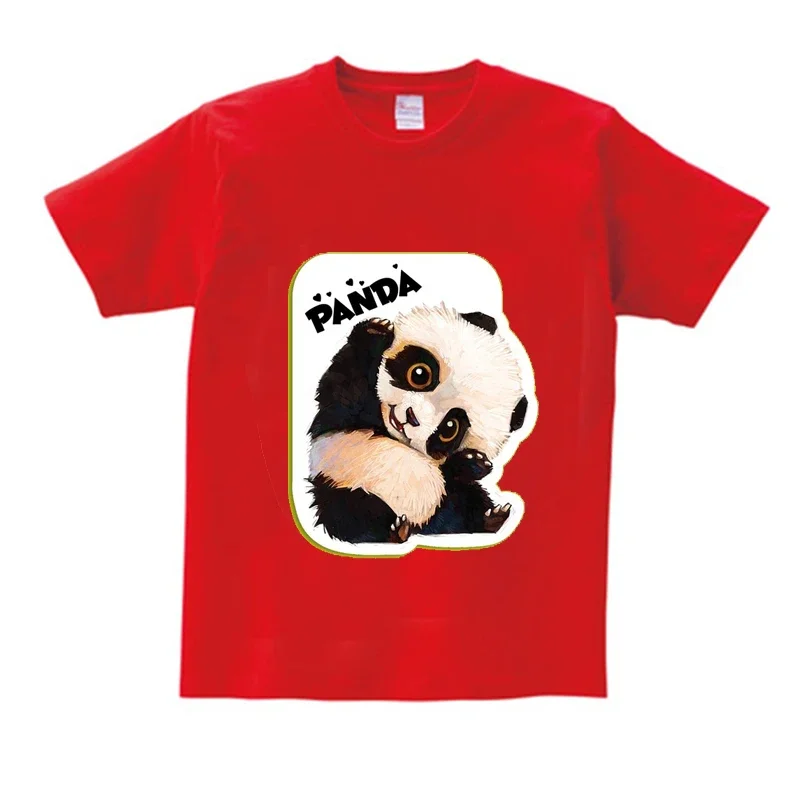 2024 Kinder Baumwolle T-Shirt Jungen und Mädchen Tops T-Shirt Cartoon Panda kurz ärmel ige Kinder Sommer Freizeit kleidung Kinder T-Shirt