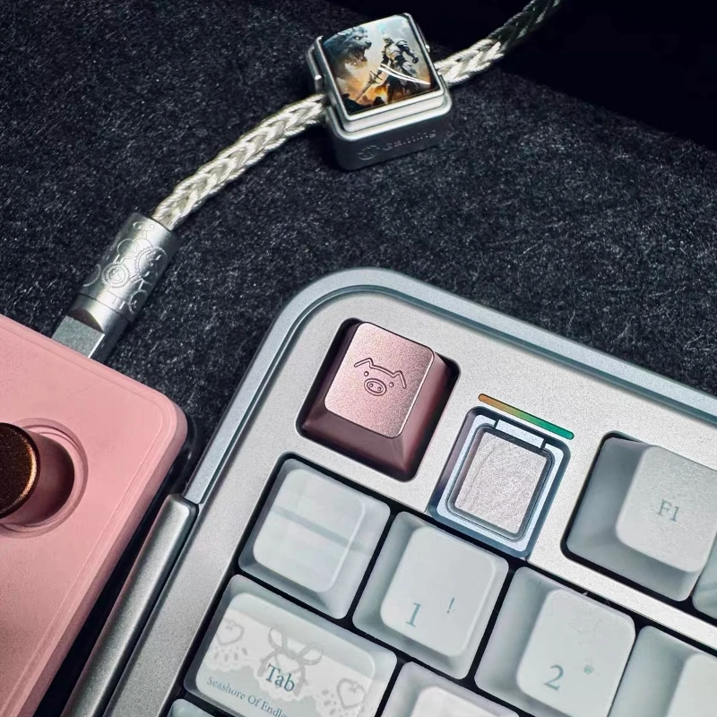 

Персонализированные кейкапы в форме милых свинок с матовой текстурой, розовые кейкапы из алюминиевого сплава Cherry Profile для механической клавиатуры