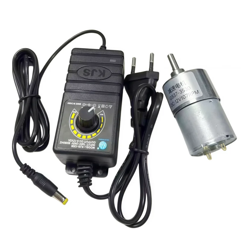 GB37-3530 High Torque Gear Motor 24V 12V DC, with US/EU power supply, suitable for industrial applications