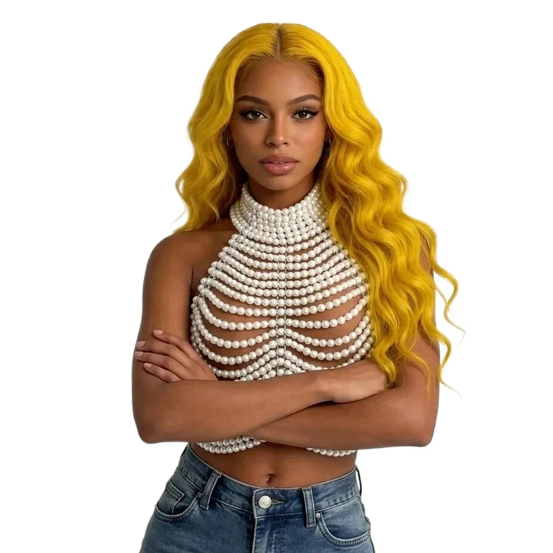 Handgefertigtes Perlen-Halter-Top für Damen - Rückenfreies Perlen-Crop-Top für Party, Hochzeit, Abendveranstaltungen, Festivals, Strand und Streetwear – Detail 7