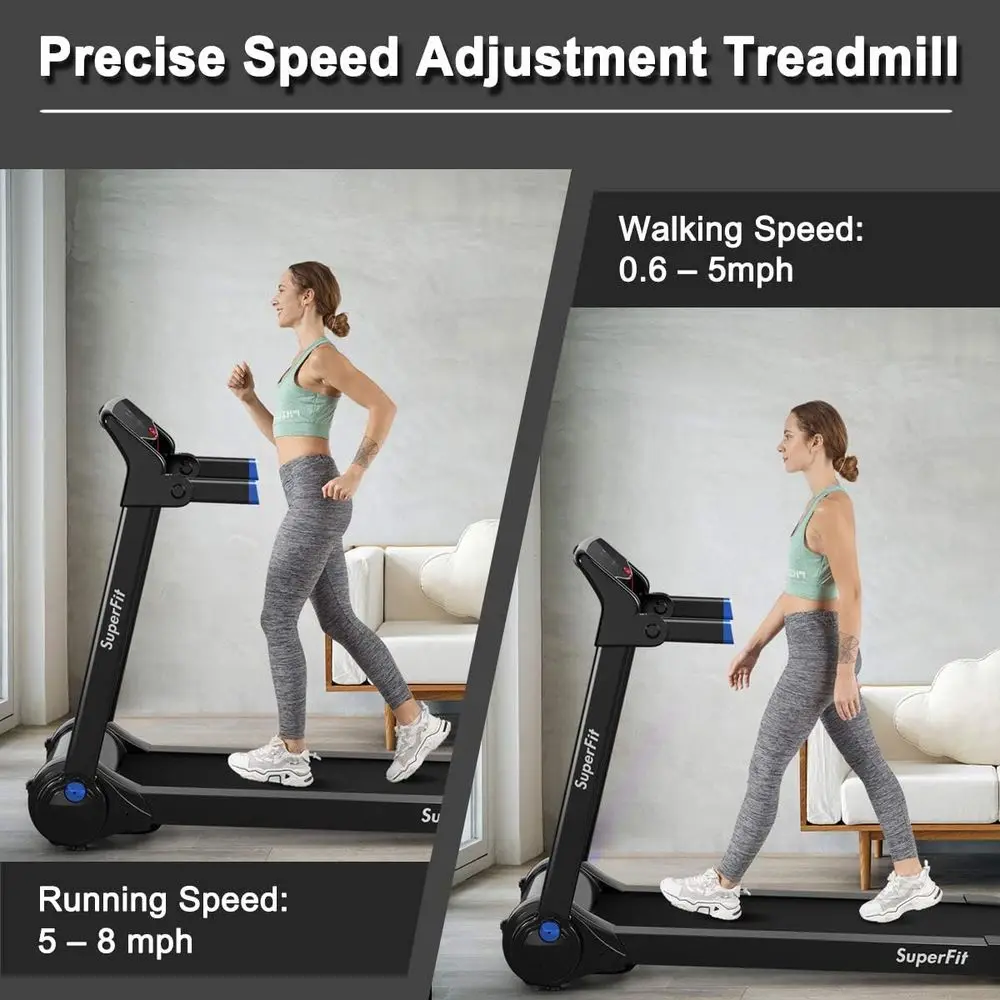 

Space-Saving Electric Treadmill with App Control, Bluetooth Speaker, HD Touchscreen, Portable for Home or Office Use