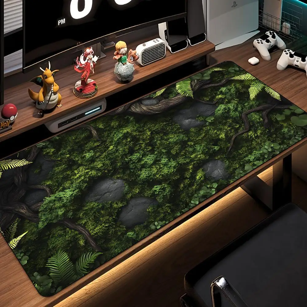 لوحة ماوس بنمط زخرفي للنباتات، حصيرة مكتبية مطاطية مضادة للانزلاق، ملحقات الكمبيوتر، حصيرة ألعاب، لوحة مفاتيح ممتدة لتزيين سطح المكتب