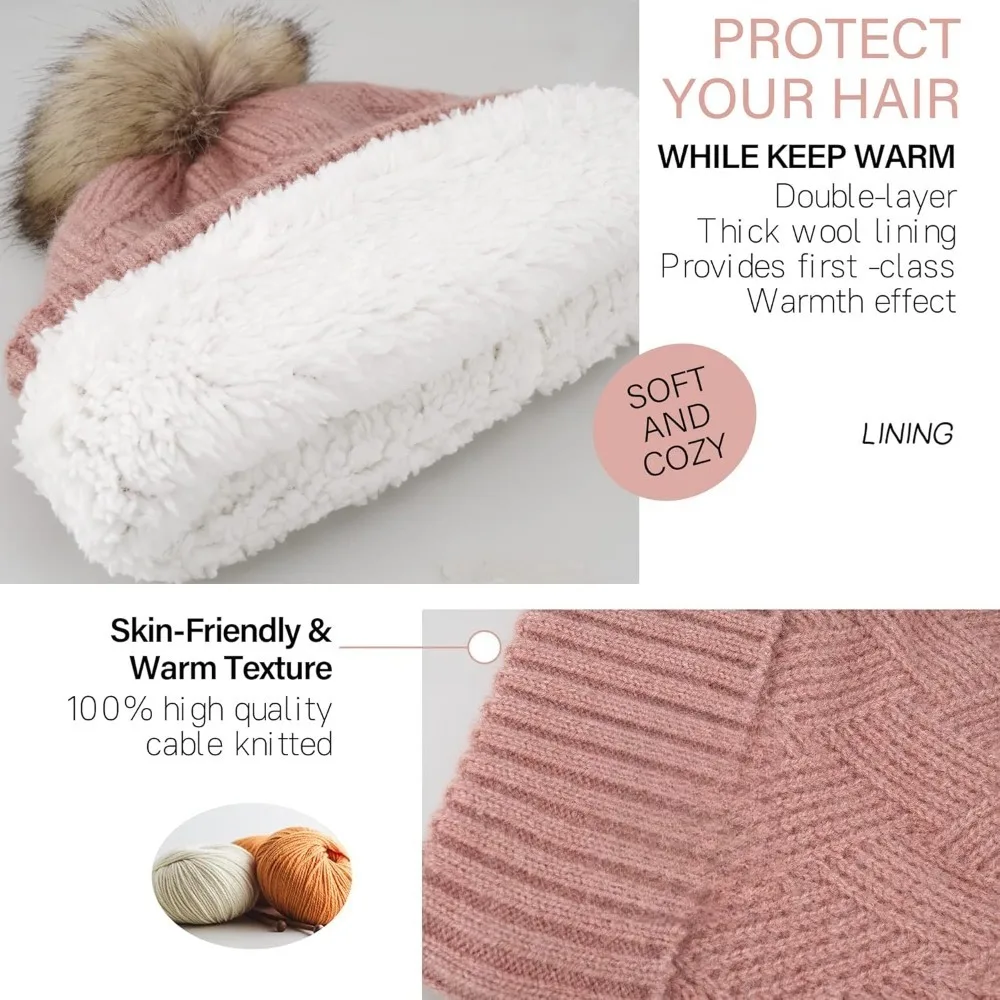 المرأة شتاء دافئ قبعة صغيرة متماسكة قبعة وشاح طويل لمس قفازات مجموعة مع الصوف اصطف بوم الجمجمة قبعة هدايا للنساء