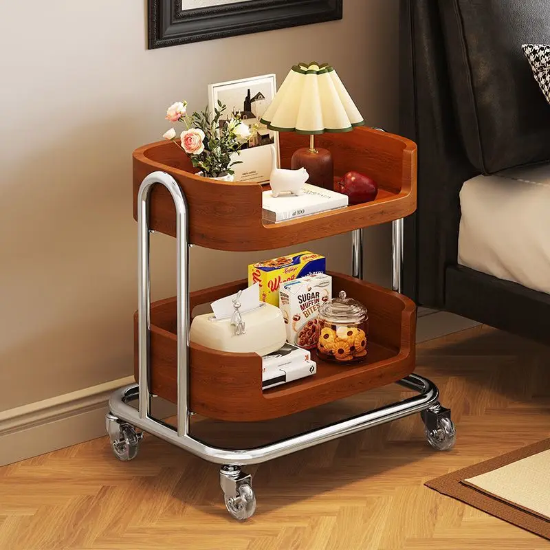 

Medieval Living Room Sofa Removable Side Food Trolley Shelf Floor Layered Storage Frame Bedside Table Home Organizer