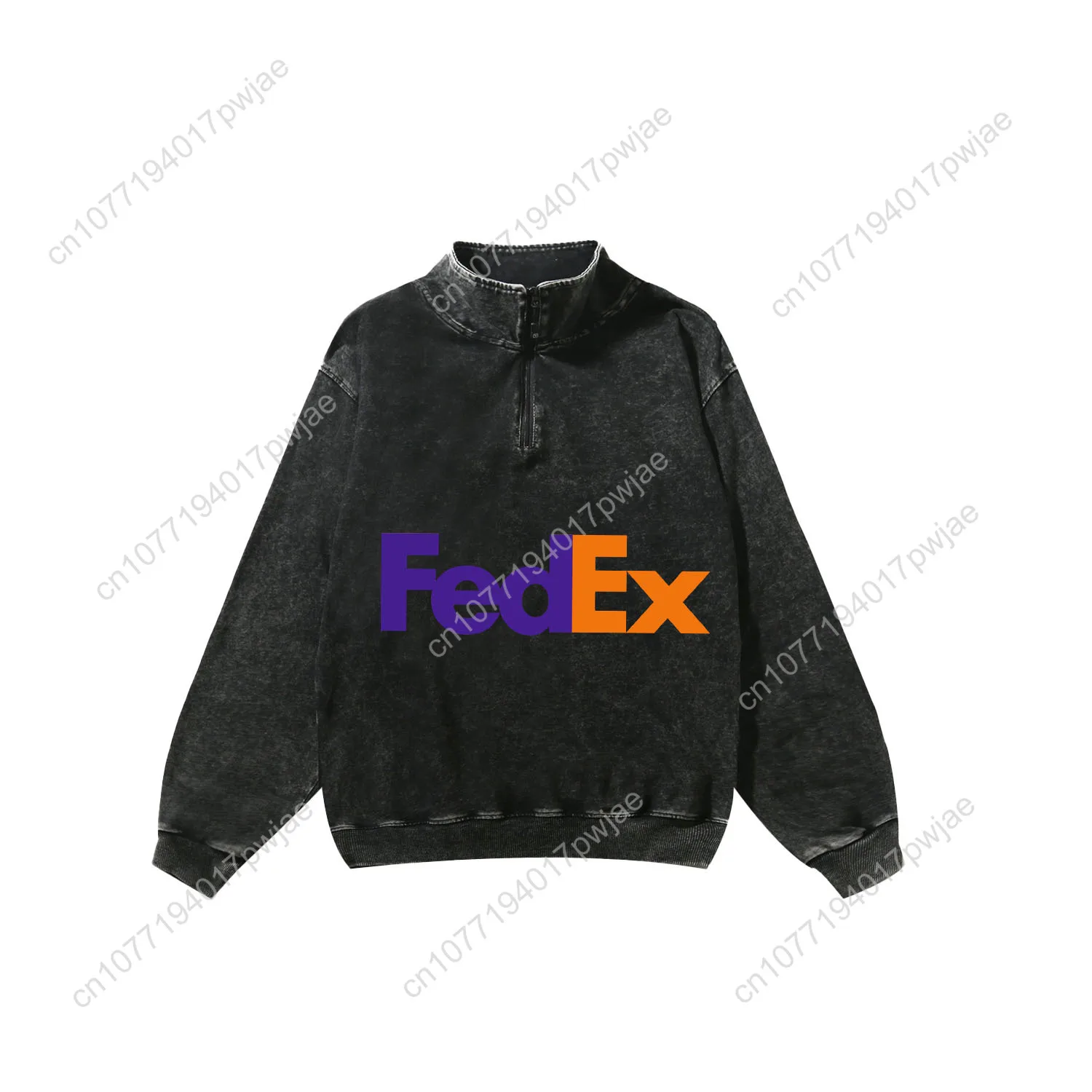 FedEx Printed Pattern Custom Retro Sweatshirt Mans Womans Half Zipper Vintage Sweat Shirt Photo Custom Made Tops