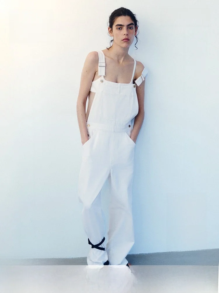 

Summer New Women's Cotton Denim Overalls H&M Straight Leg Natural Waist No Stretch Ladies Jeans Cotton 100% Spring Collection