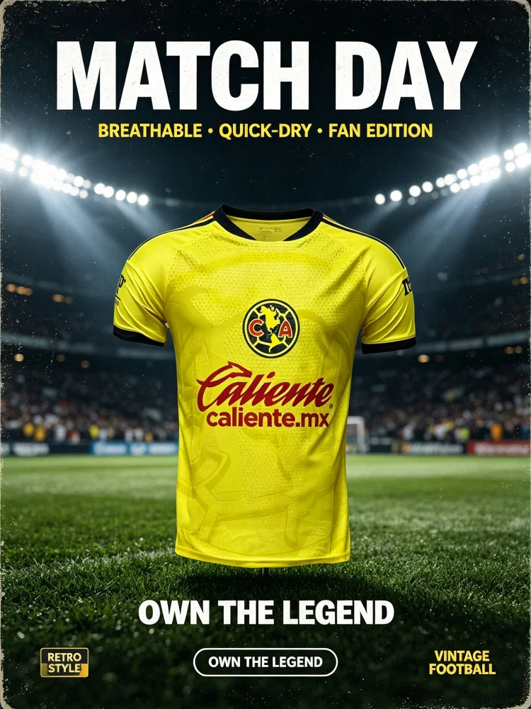 2026 Mexico Club America Yellow Soccer Jersey Caliente Fast Dry Football Short Sleeve Match Training Uniform Family Kids Tees
