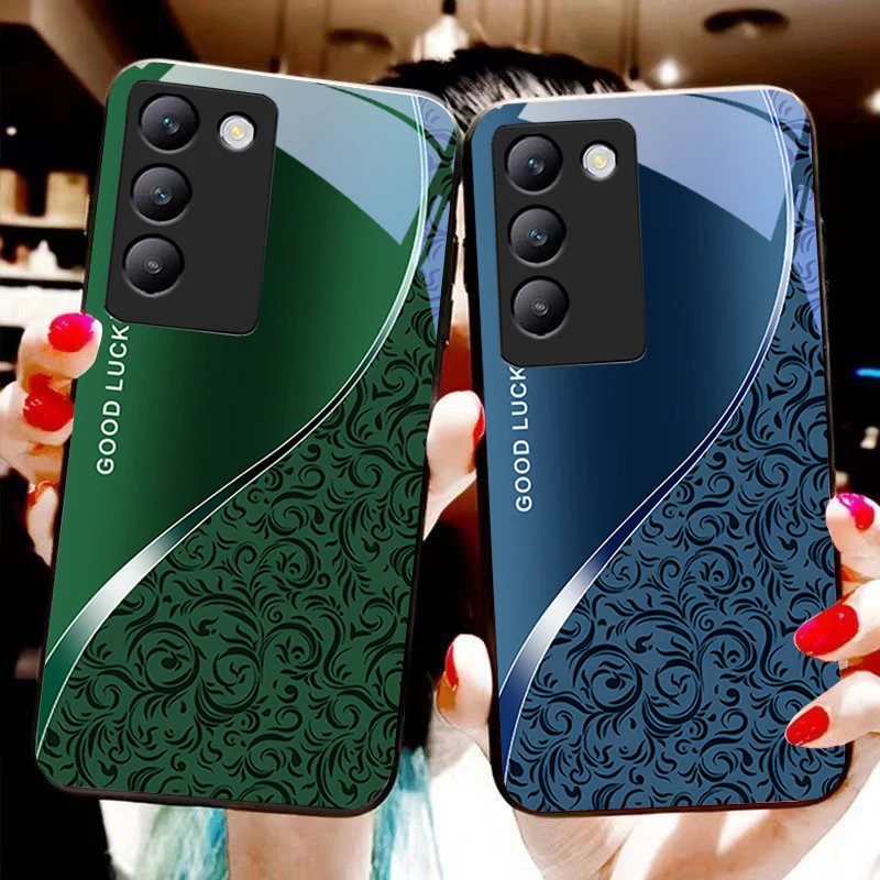 

Gradient Pattern For Y72 33S 11 03 36 96 Lite 35 16 Iqoo 12 V40 SE 5G 29 40 21 30 X80 Pro Vivo Tempered Glass Phone Case Black