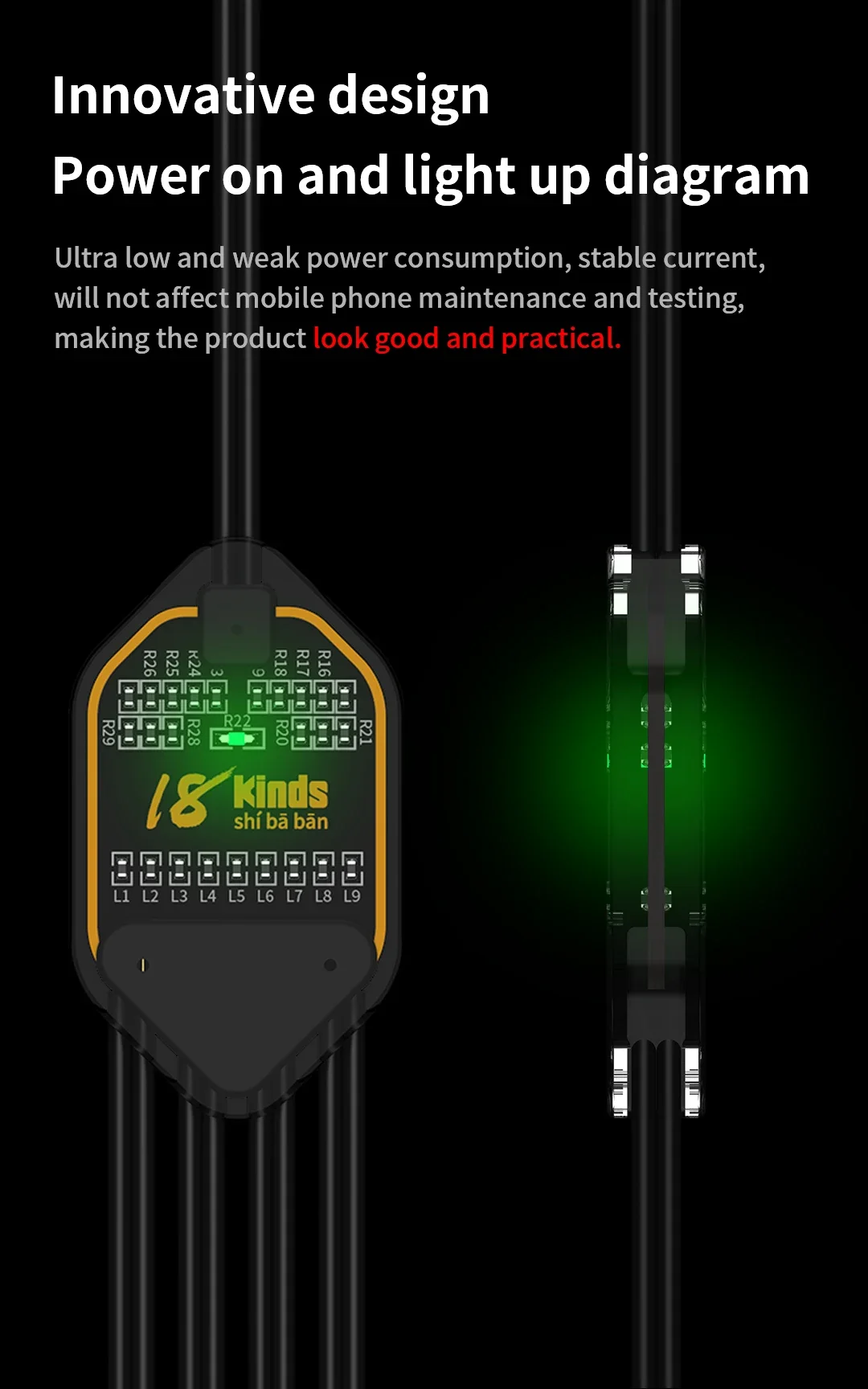 18 Kinds POWER Air Power Boot Cable for iPhone 7-15 16 Pro Max Current Test Motherboard Repair Power Supply Boot Cable Tools set