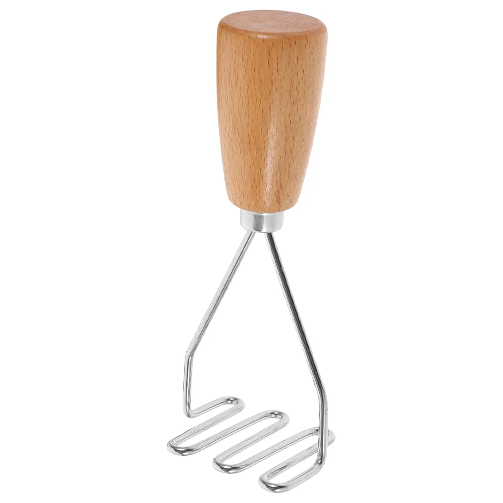 

Stainless Steel Potato Reusable Kitchen Utensil Manual Presser Wooden Handle Easy To Clean Carrots Potatoes Mashing Tool
