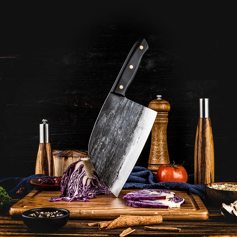 Handmade Chef Knife Forged High Carbon Clad Steel Chinese Cleaver Professional Kitchen Meat Vegetables Slicing Chopping Cooking