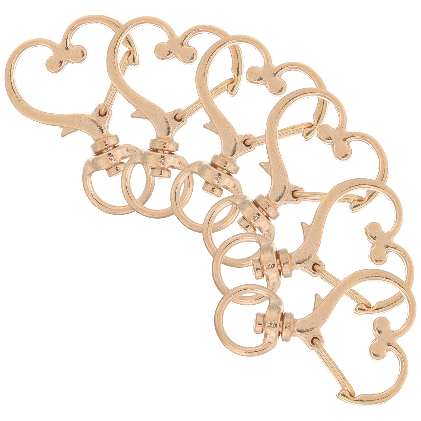 

6pcs Heart Shaped Keychains Golden Metal Buckles for Keyring Rings Decorative Accessories Durable Craft Bag Making Jewelry