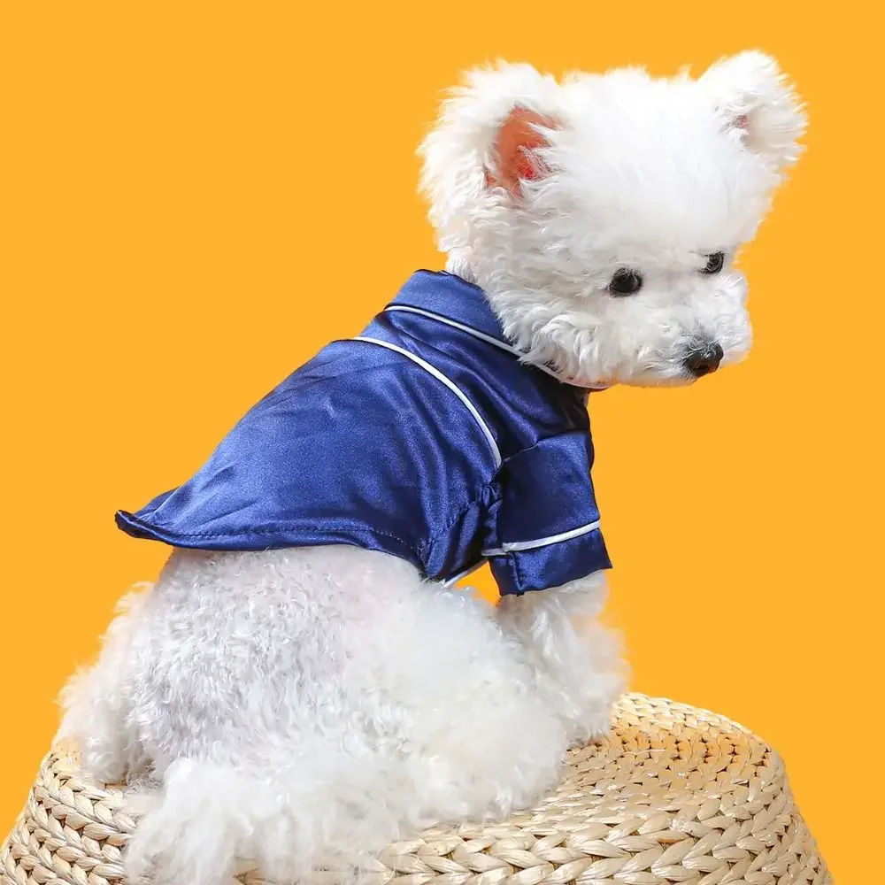 

Trendy Soft Pet Silk Pajamas XS/L Thin Fabric Dog Shirt Comfortable Skin-friendly Cat Clothes Indoor Wear