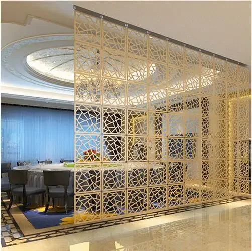 6pcs Chinese fashion minimalist entrance off screen curtain wall panels hanging hollow wood living room wall movement
