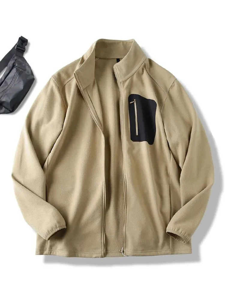 

Мужская демисезонная куртка с воротником-стойкой, теплая, влагоотводящая, дышащая, флисовая толстовка с капюшоном