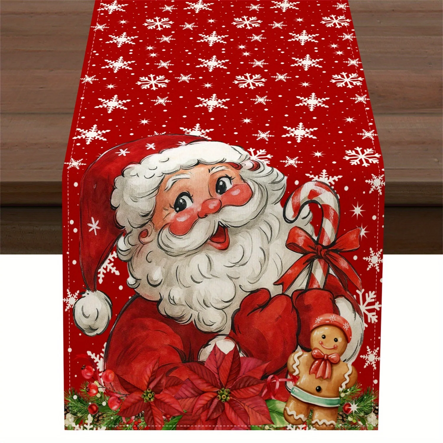 1 Stück Polka-Dot Schneeflocke Stern Weihnachtsmann Weihnachtsstern Lebkuchen Weihnachten Tischläufer für Küche Esstisch Dekor