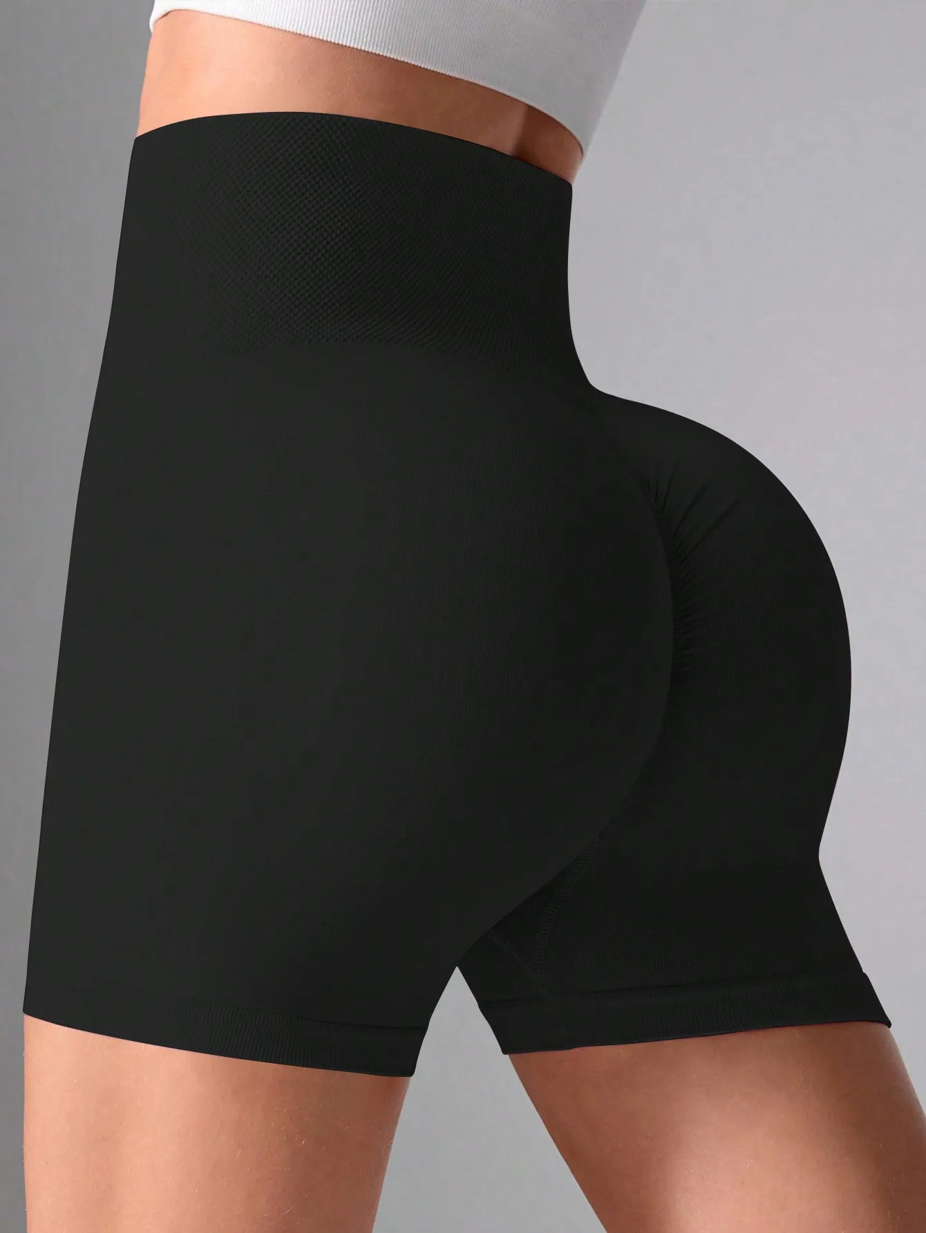 سراويل لياقة بدنية عالية الخصر بدون خياطة مع تصميم مؤخرة خوخية، سراويل يوجا للتحكم في البطن للنساء، خفيفة الوزن بثلاثة كيو #5