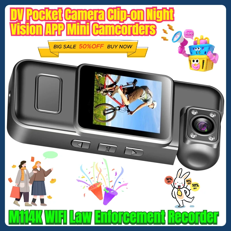 

M114K WIFI Law Enforcement Recorder DV Pocket Camera Clip-on Night Vision APP Mini Camcorders