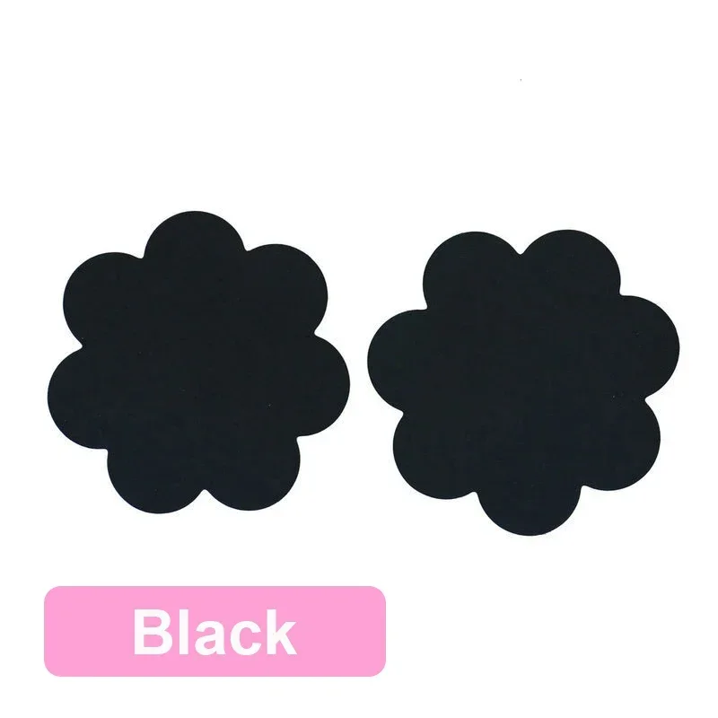 100 Paris Disposable Poly Satin Flower Style Invisible Nipple Cover Tape Overlays on Bra Nipple Pasties Stickers for Women Girls