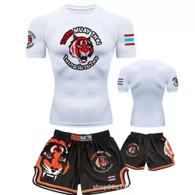 Muay Thai Training Suit for Children Quick-Dry Compression Suit Fighting Set Mixed Martial Arts Boxing Sports Sanda Custom
