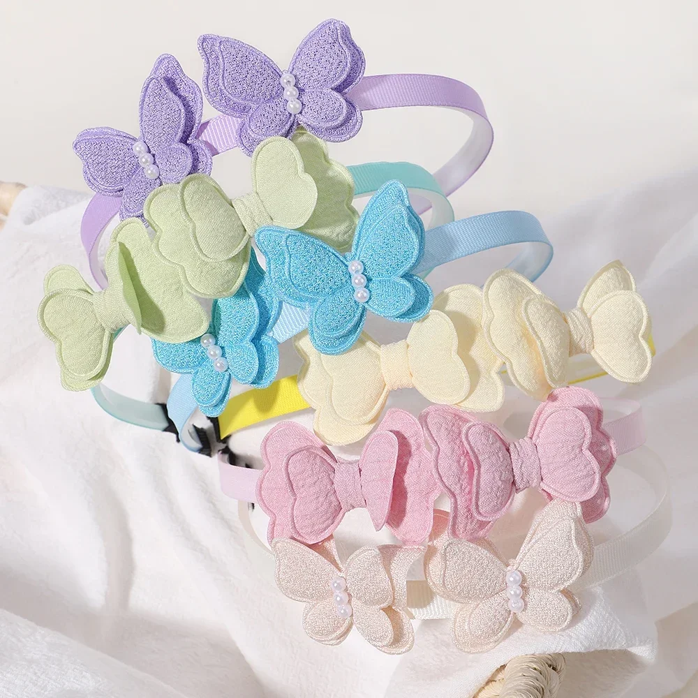 2Pcs/lot Butterfly Hair Bands Hair Hoop for Baby Girl Lovely Children\'s Headband Cute Bows Kids Headwear Hair Accessories Gift