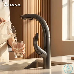 AITANA Gun Grey Rubinetto da cucina moderno in ottone di lusso Design estraibile Rubinetto con modalità touch per lavello acqua calda e fredda a 2 funzioni