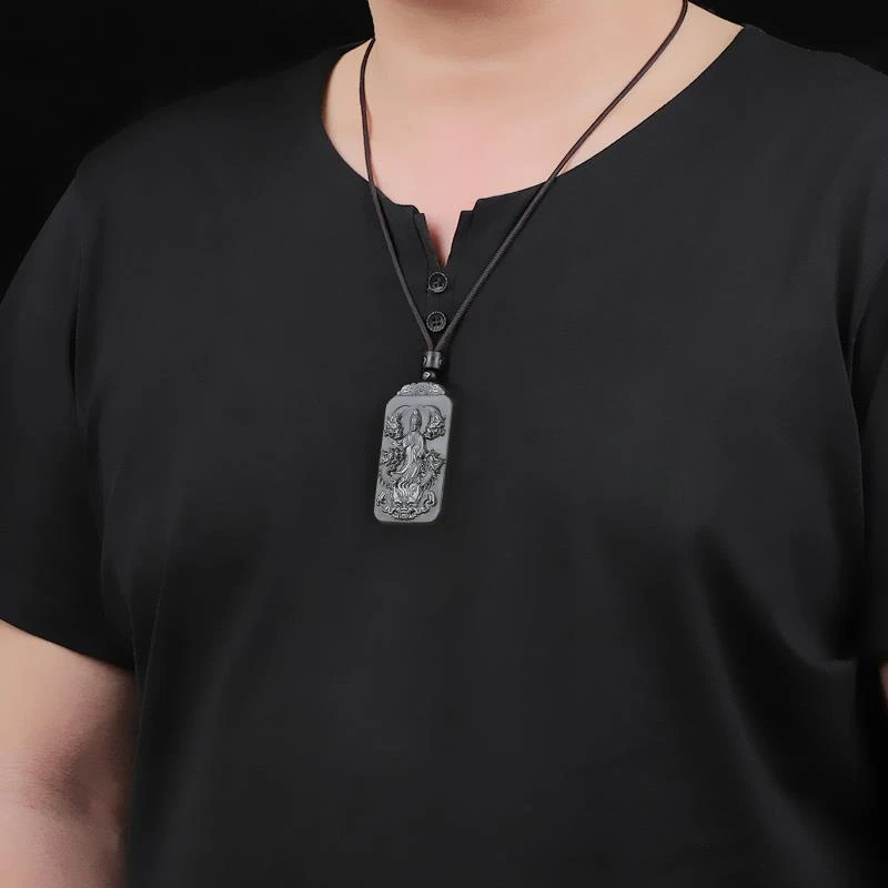 

Mai Chuang/Резное вручную украшение/Кулон из нефрита Хэтянь Цзяньян с изображением Гуаньинь, модное элегантное индивидуальное украшение, подарок для мужчин и пар.