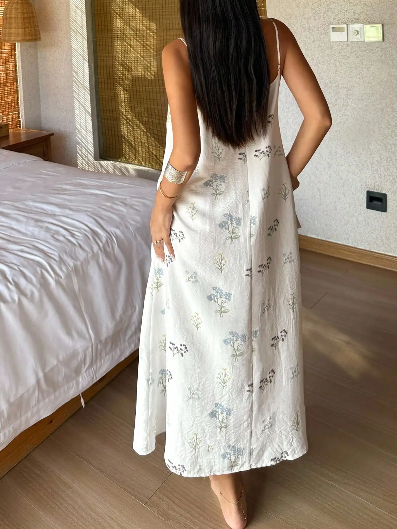 

Women's Floral Print Lace Trim Camisole Nightgown - Soft Cotton Blend
