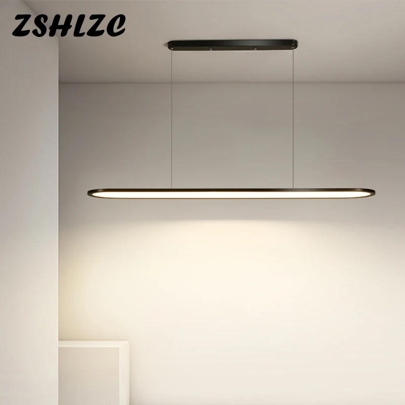 Modern Led Pendant Light 60 80 100 120cm Hanging Lamp Black&White&Gold Home LED Pendant Lamp for Dining room Kitchen Living room