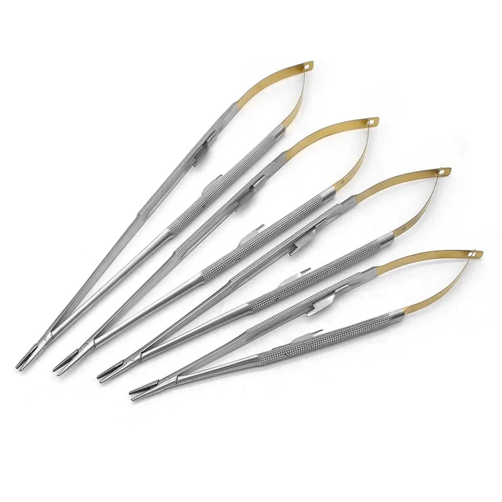 Stainless Steel Micro Needle Holder Forceps with Locking Clasp Surgical Suture Clamp Tweezers Medical Dental Instrument