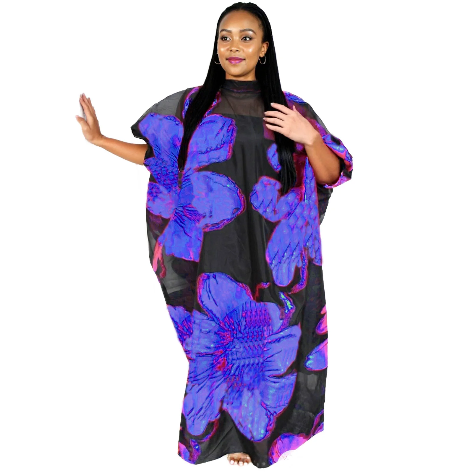 فساتين أفريقية للنساء تصميم مطرز غني بمواد بوبو الفاخرة