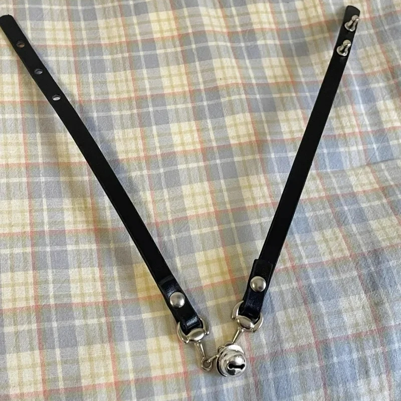Gothic Choker Necklace with Bell Pendant Adjustable Faux Leather Collar for Cosplay Lolita Fashion Punk Unisex Jewelry Accessory - view 6