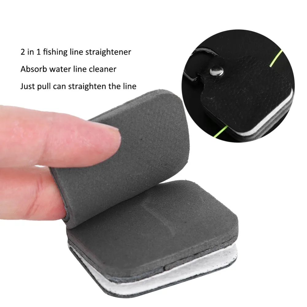 2 in 1 Fishing Line Straightener Lightweight Water Absorption Tippet Straightener with Keyring Line Cleaning Tool
