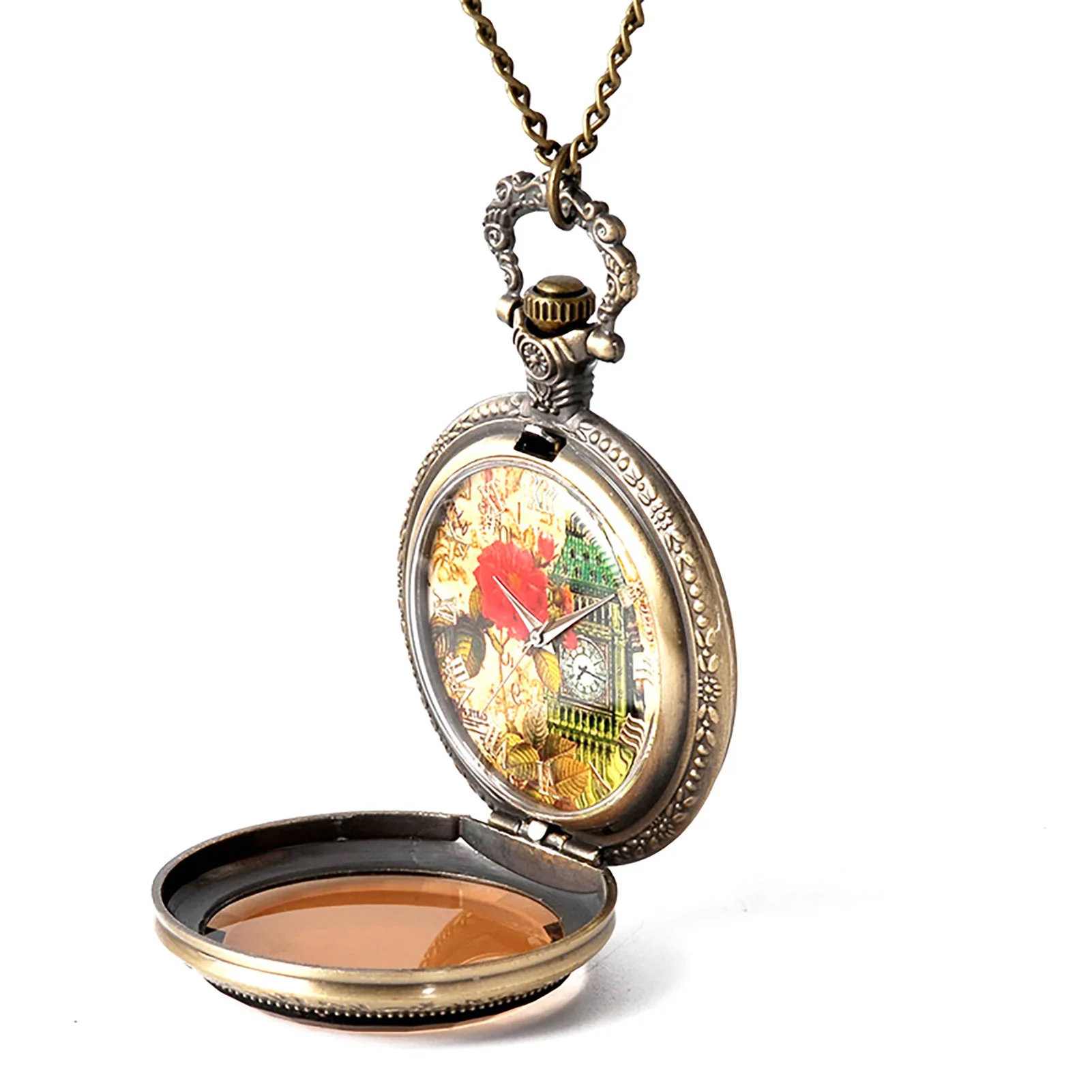 Unisex Retro Cijfers Heren Womens Horloge Met Ketting Kerst Verjaardagscadeaus Voor Haar